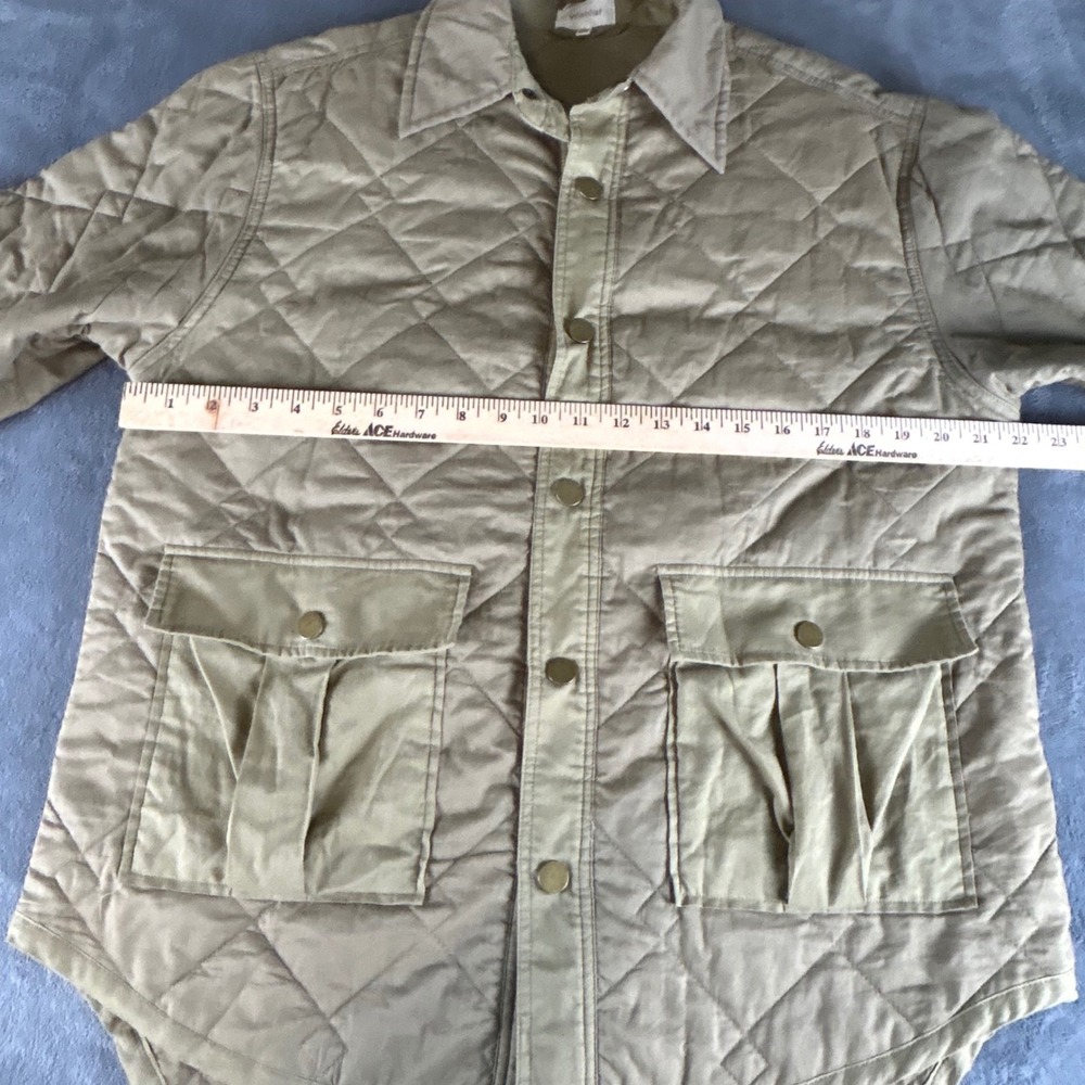 Wishlist Olive Green Quilted Barn Jacket Cargo Pockets M/L Utility Shacket - Picture 9 of 13